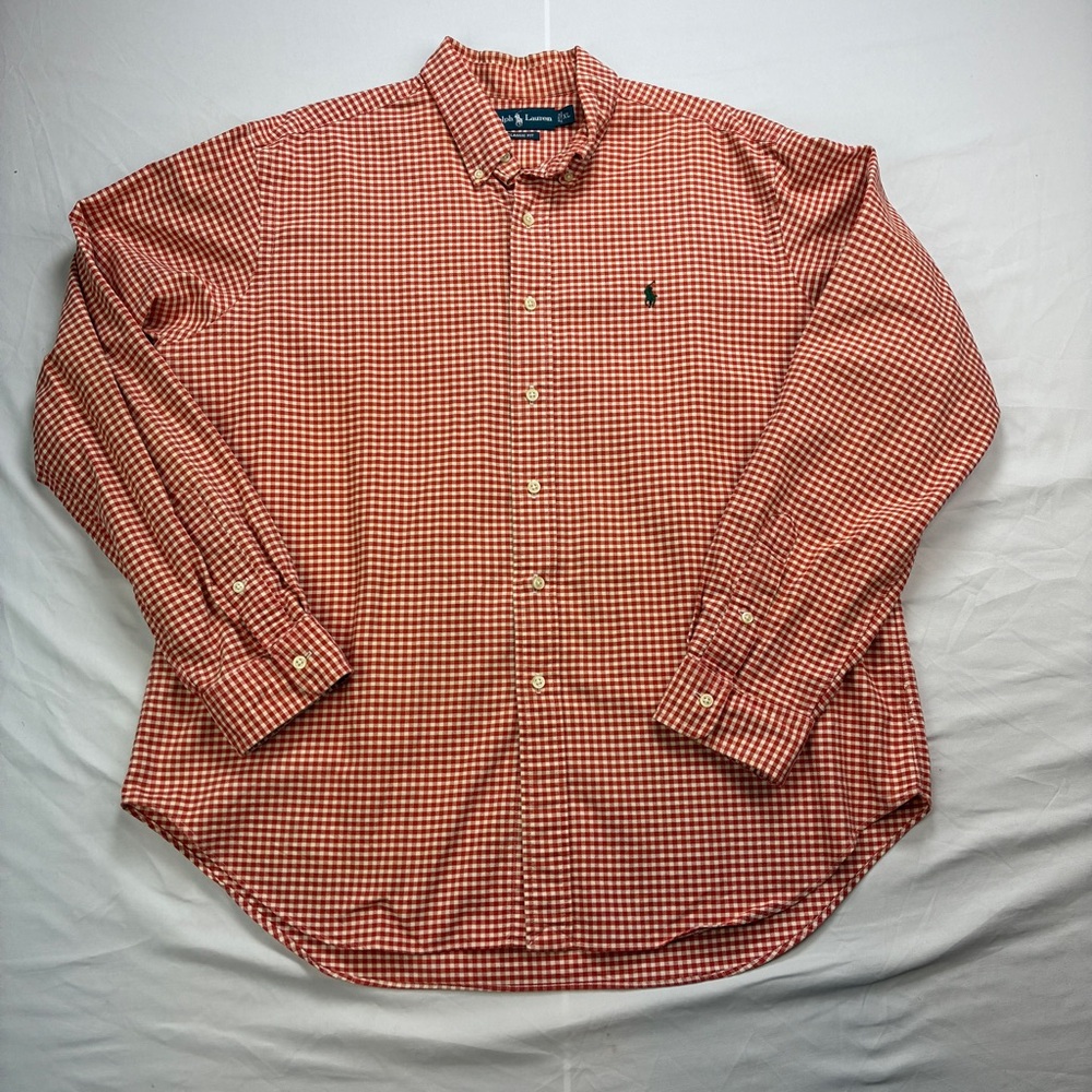 Ralph Lauren Rust-White Gingham Classic Fit Button-Down Shirt